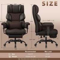 Vonesse Big and Tall Office Chair, Computer Chair with Soft Adjustable Armrests, Ergonomic High Back Gaming Chair with Lumbar Support, Executive Chairs with Footrest (PU Leather + Mesh Fabric,Brown) - Image 2