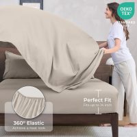 HEVUMYI Beige Tan Queen Comforter Set - 7-Piece All Season Bed in a Bag Queen, Ultra Soft Bedding Set with Comforter, Flat Sheet, Fitted Sheet, Pillowcases, Pillow Shams, Beige Tan - Image 5