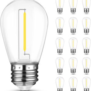 Mlambert LED String Light Bulbs, Shatterproof Outdoor String S14 Replacement Light Bulbs 4000K, Waterproof 1W LED Edison Equal to 11W,Not Solar