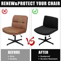 LiveGo Armless Chair Slipcover - 100% Waterproof Office Desk & Vanity Chair Cover - Knitted Jacquard Modern Criss Cross Mid Back Accent Chair Cover - Image 4