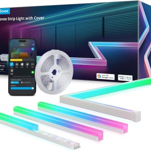 Govee RGBIC LED Strip Lights 32.8ft with Covers, Smart Lights Work with Alexa and Google Assistant, LED Diffuser Channel with LED Lights for Bedroom, Skirting Lines, Studio, Cabinet