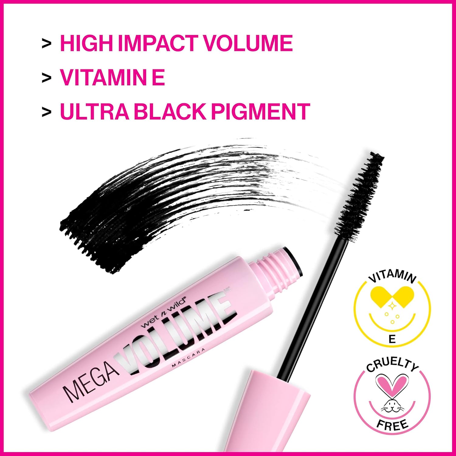 wet n wild Mascara Mega Volume - Volumizing, Waterproof, Smudge-Resistant, Cruelty-Free, Gluten-Free, Sulfate-Free & Vegan - Very Black - Image 3