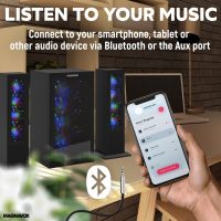Magnavox MHT990 2.1 Home Entertainment System with Bluetooth Wireless Technology and Color Changing Lights in Black | AUX Port | Subwoofer with 2 Speakers | Pulsing Lights | - Image 4