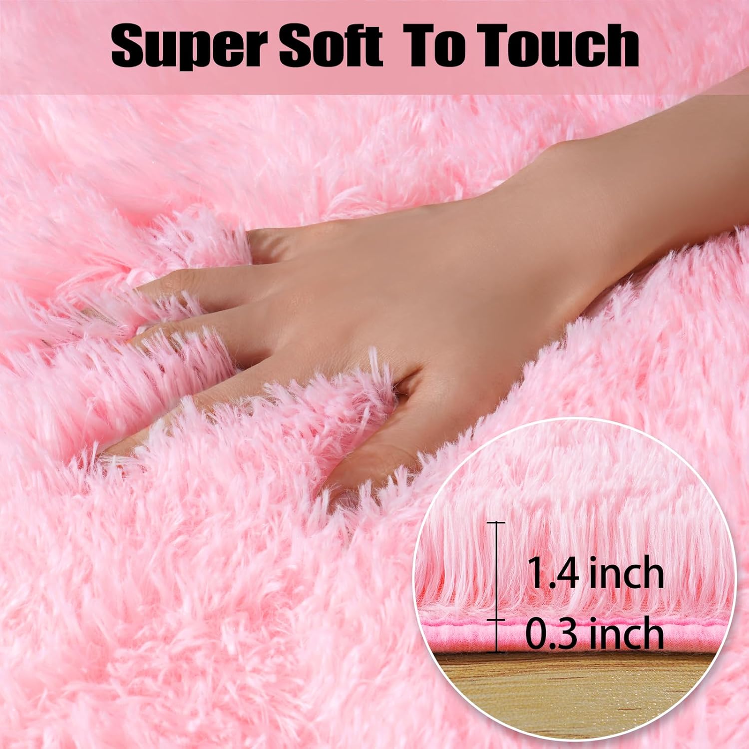 Pink Area Rugs for Bedroom, 4x6 Fluffy Soft Shag Rugs for Living Room, Small Fuzzy Plush Shaggy Carpets for Boys and Girls Dorm Room Home Decor (4ft x 6ft, Pink) - Image 2