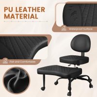 Shahoo Cross Legged Office Chair Black, Height Adjutable Ergonomic Chairs with Lumbar Support for Living Room - Image 6
