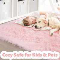 Pink Area Rugs for Bedroom Girls, Living Room Decor, Fluffy Fuzzy Shag Rug 4x6 for Kids Room, Soft Cute Indoor Floor Carpet for Baby, Teen, Nursery, Preppy Dorm, Playroom, Plush Aesthetic Bedside Rug - Image 3