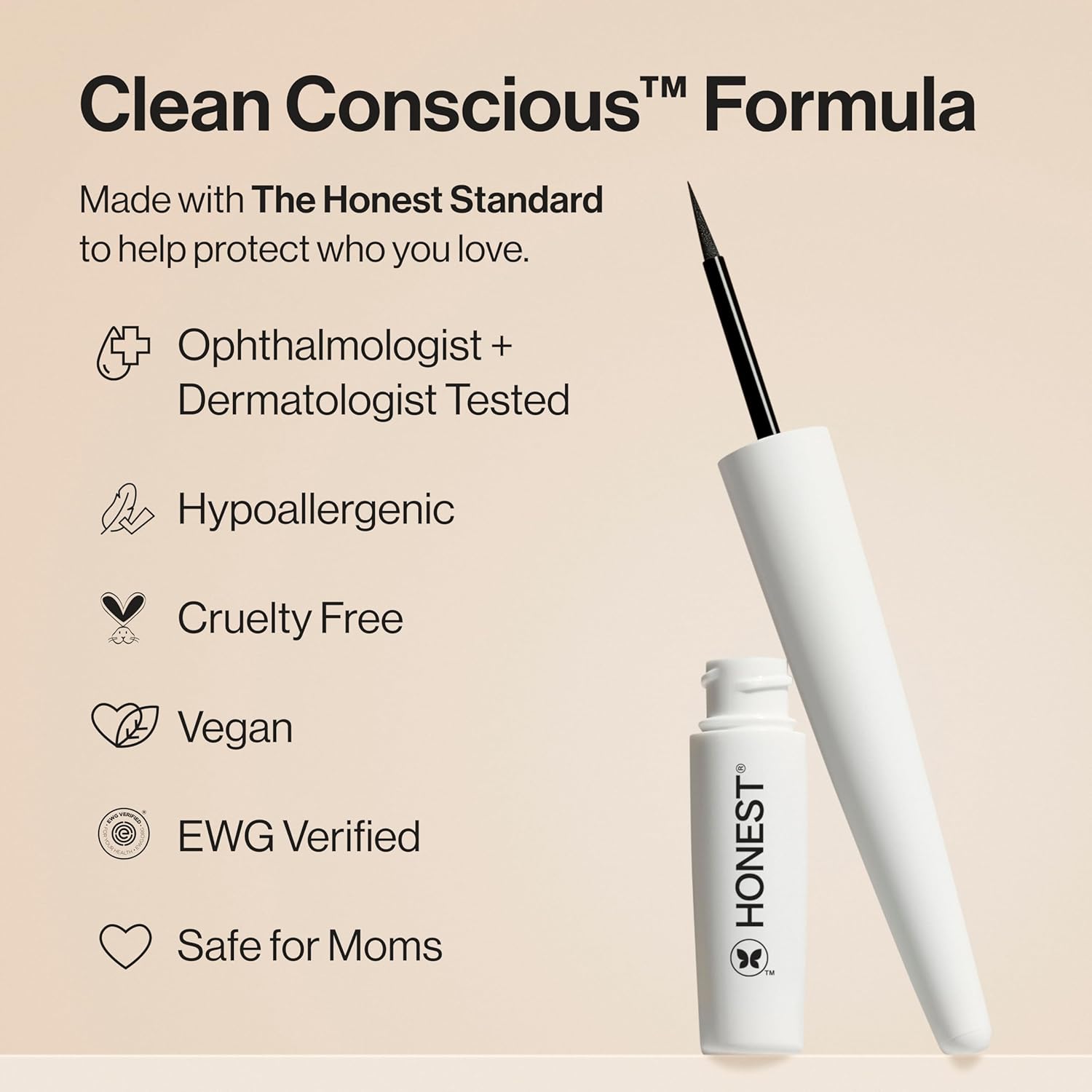 Honest Beauty Longlasting Liquid Eyeliner | Smudge + Flake Proof, Precise Application | Hypoallergenic, Vegan, + Cruelty Free | Black, 0.58 fl oz - Image 5