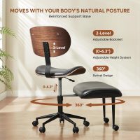Bestier Meditation Chair with Wider Bentwood Back Support, Ergonomic Cross Legged Office Chair for Adults up to 300 lbs, 360° Swivel Adjustable Height for Multi Position (Contemporary Bentwood, Black) - Image 4