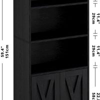 IRONCK Industrial Bookshelves and Bookcases with Doors 11.8 in Depth Floor Standing 5 Shelf Display Storage Shelves Bookcase Home Decor Furniture for Home, Office, Living Room, Bedroom - Image 3