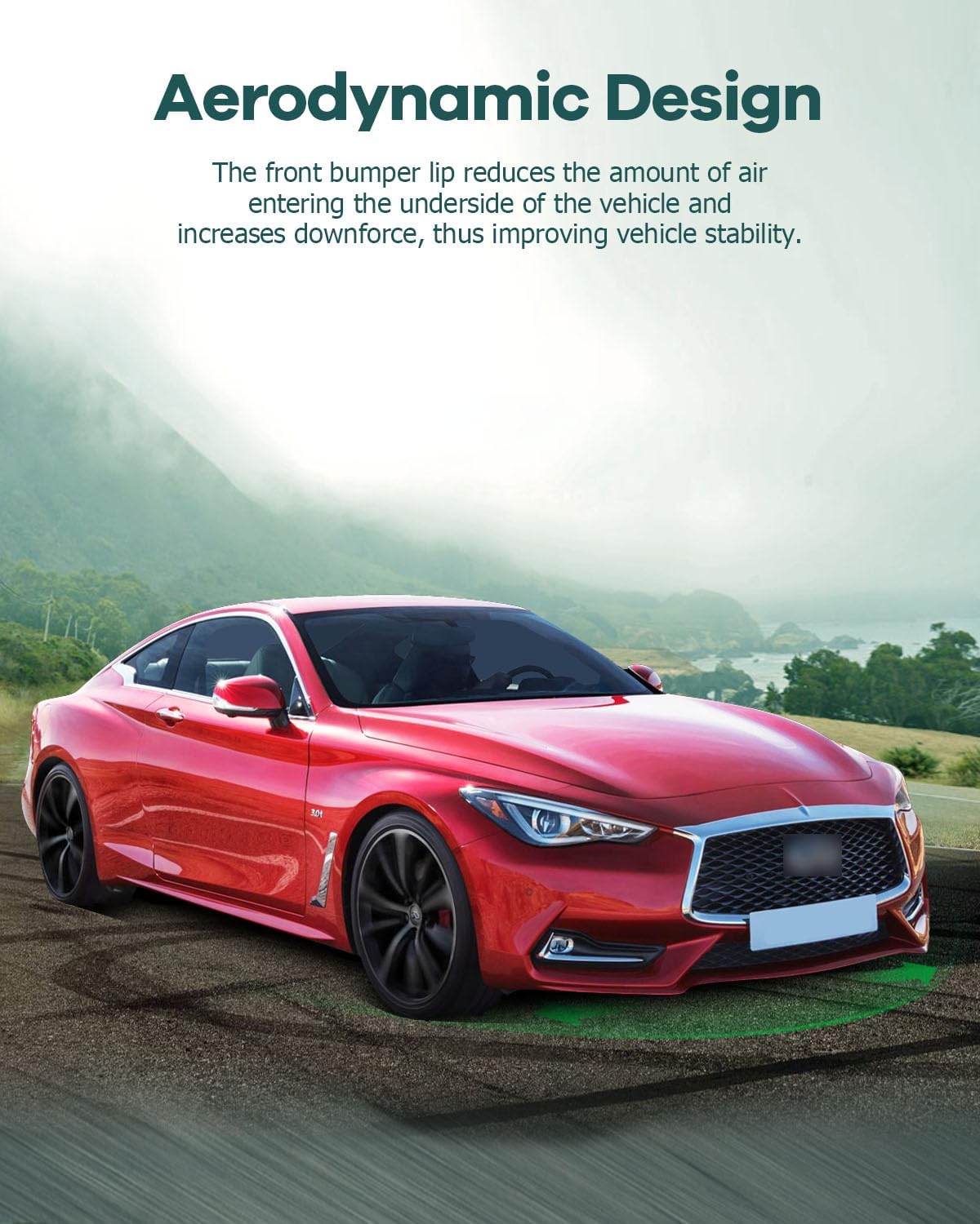 SCITOO Front Lip Spoiler Fits for 2017-2020 for Infiniti Q60 Coupe Glossy Carbon Look V Style Front Bumper Lip - Image 6