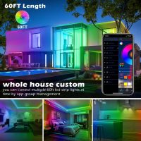 AILBTON Led Strip Lights,60ft Music Sync Color Changing, Built-in Mic,Bluetooth App Control LED Tape Lights with Remote,5050 RGB Rope Light Strips - Image 2