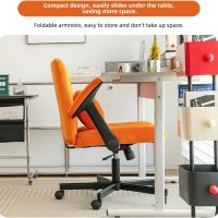 Orange Criss Cross Chair with Wheels 25.2" W Cross Legged Office Chair Ergonomic Desk Chair 360 Swivel Home Vanity Chair Adjustable Height for Living Room Bedroom Office Makeup Study (Orange+ Velvet) - Image 4
