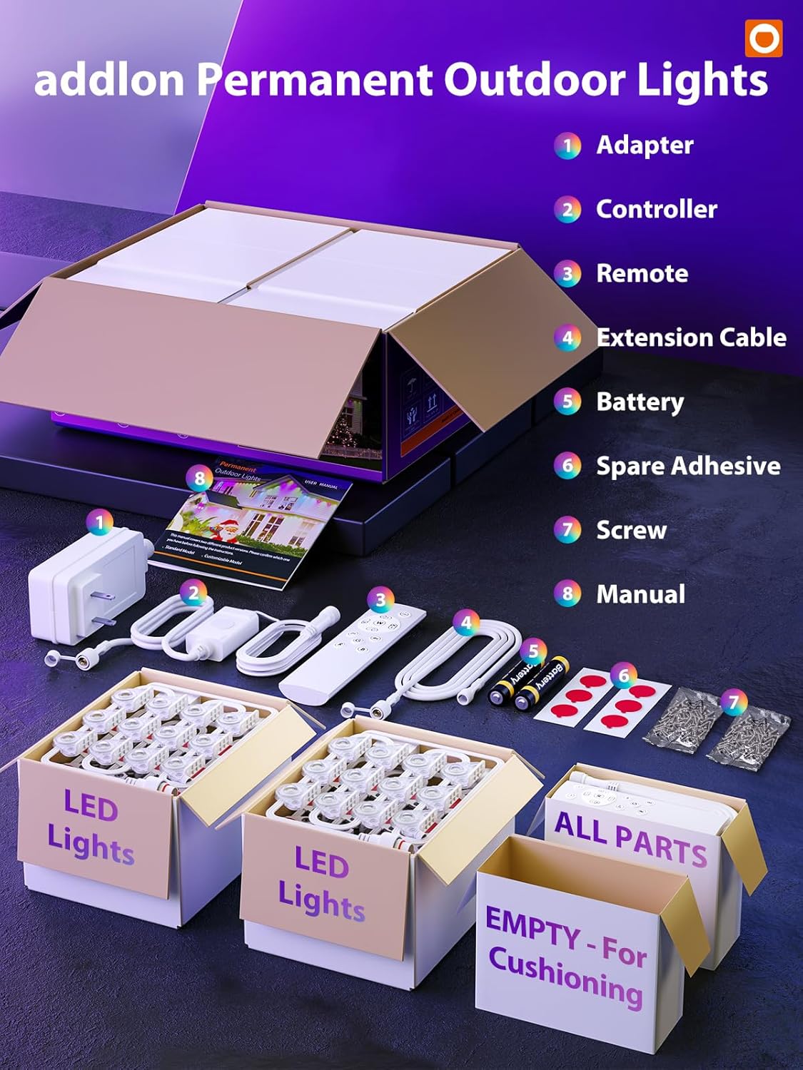 addlon 200FT Permanent Outdoor Lights, Smart RGB LED Lights for House & Outdoor Decor, App & Remote Control, DIY Scene Mode, IP67 Waterproof for Christmas, Holiday, Party, Halloween Decorations - Image 7