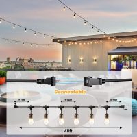 Svater 96 FT Outdoor String Lights 2W, Patio Light for Outside with 32 Antique S14 Plastic LED Bulbs, IP65 Waterproof Hanging Cafe Market Lighting, ETL-Listed Dimmable Warm White 2700K (48 FT x 2) - Image 4