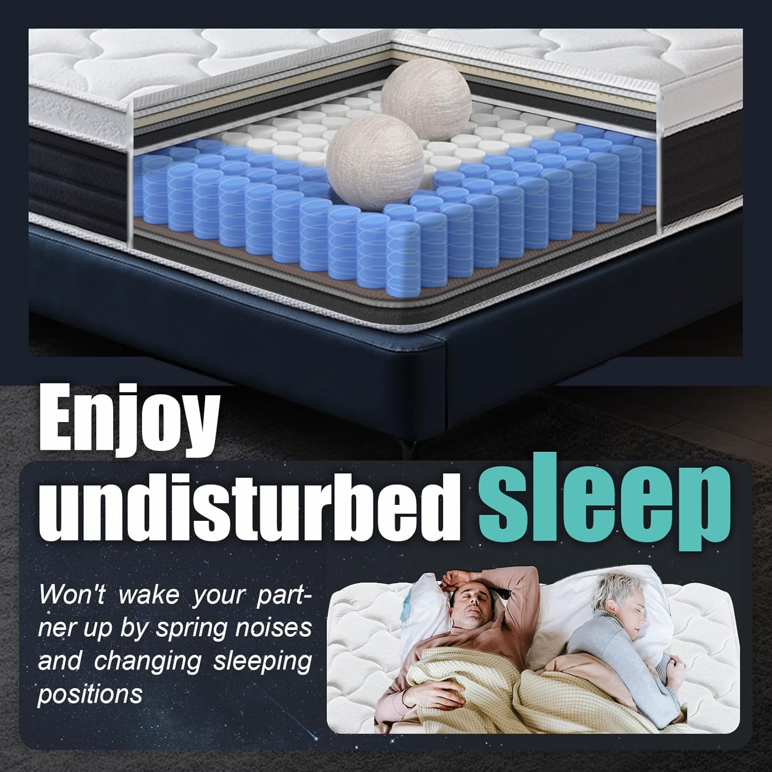 King Mattress 12 inch King Size Mattress 80"*76"*12" Healthy Material Soft Comfortable Breathable Four-Sided Reinforcement Quiet Easy to Clean Vacuum Packed - Image 5