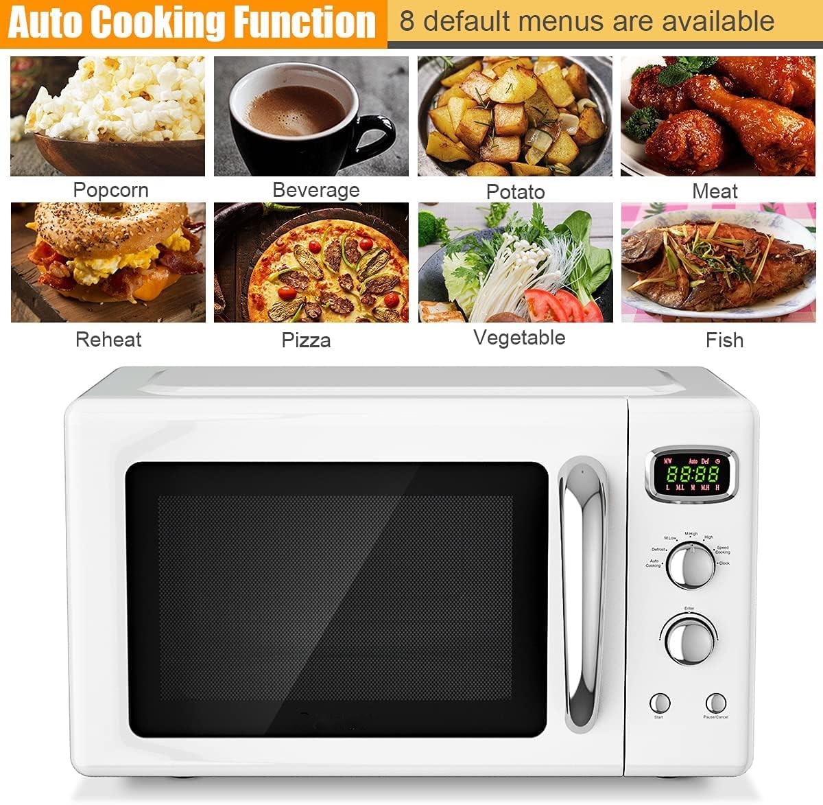 MAT EXPERT 0.9 Cu.ft Microwave Countertop, Digital Timing & 5 Micro Power, 25L Small Microwave w/Glass Turntable & 6 Preset Buttons, Delayed Start Function, 900W Mini Microwave w/Child Lock - Image 3