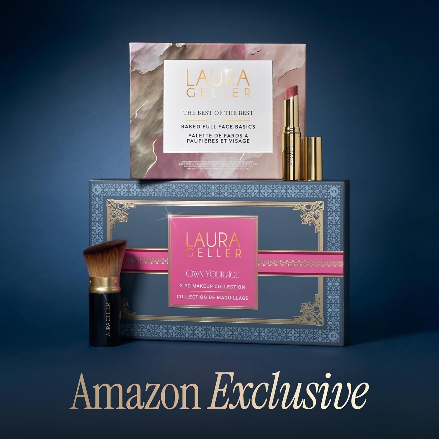 LAURA GELLER NEW YORK Own Your Age Boxed Makeup Collection | Amazon Exclusive - Giftable Makeup Set with All-in-One Face Palette, Hydrating Lip Color Balm and Retractable Travel Friendly Kabuki Brush - Image 2