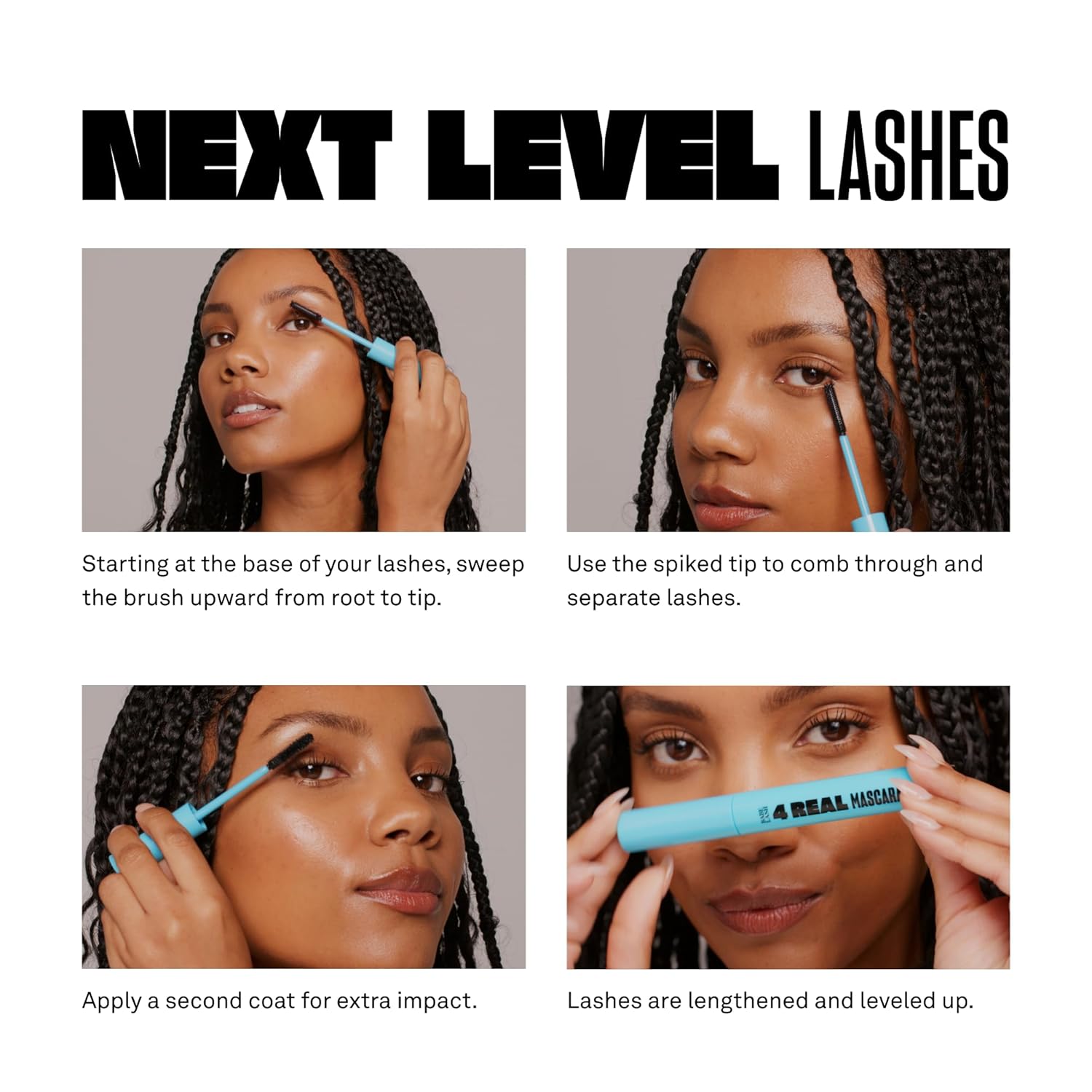 Babe Original 4 Real Mascara Black for Volume, Length, and Lift in Eyelashes, Defined & Flutterly Look, Vegan & Cruelty-Free - Image 3