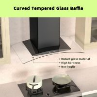 FIREGAS Wall Mount Range Hood 30 inch with 3 Speed Fan,black range hood with tempered glass,400CFM,Push Button Controls, LED Lighting, Permanent Filters in Stainless Steel,includes 2 Charcoal Filters - Image 7