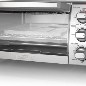 BLACK+DECKER™ Natural Convection 4-Slice Toaster Oven, Stainless Steel, Bake, Broil, Toast, Keep Warm Cooking Functions