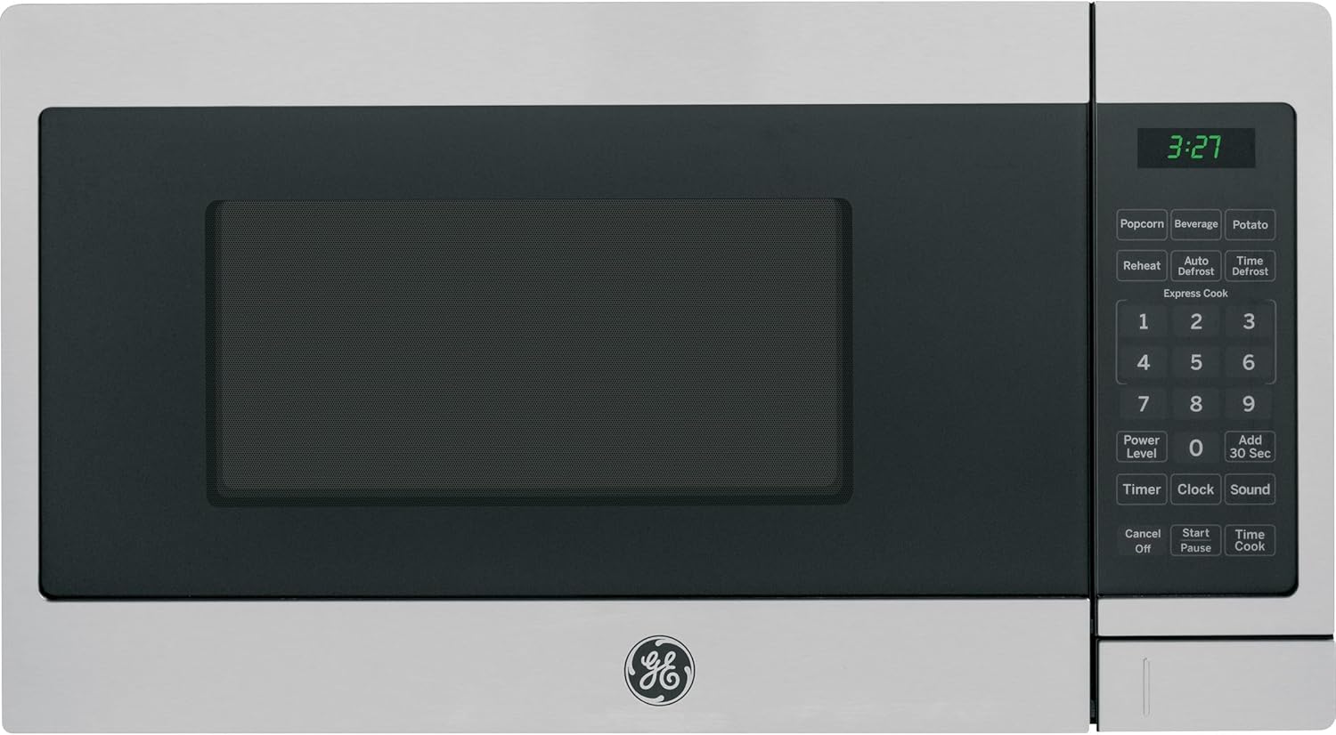 GE ‎JEM3072SHSS Microwave Oven 700 Watts, Auto or Manual Defrost Option, Kitchen Essentials for The Countertop, 0.7 Cubic Feet Capacity, Stainless Steel