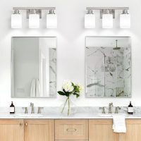 3-Light Bathroom Vanity Light,Brushed Nickel Vanity Lights with Square Frosted Glass,Modern Bathroom Wall Lights Fixtures Over Mirror,Wall Sconces Lighting for Bedroom Living Room,E26 - Image 7