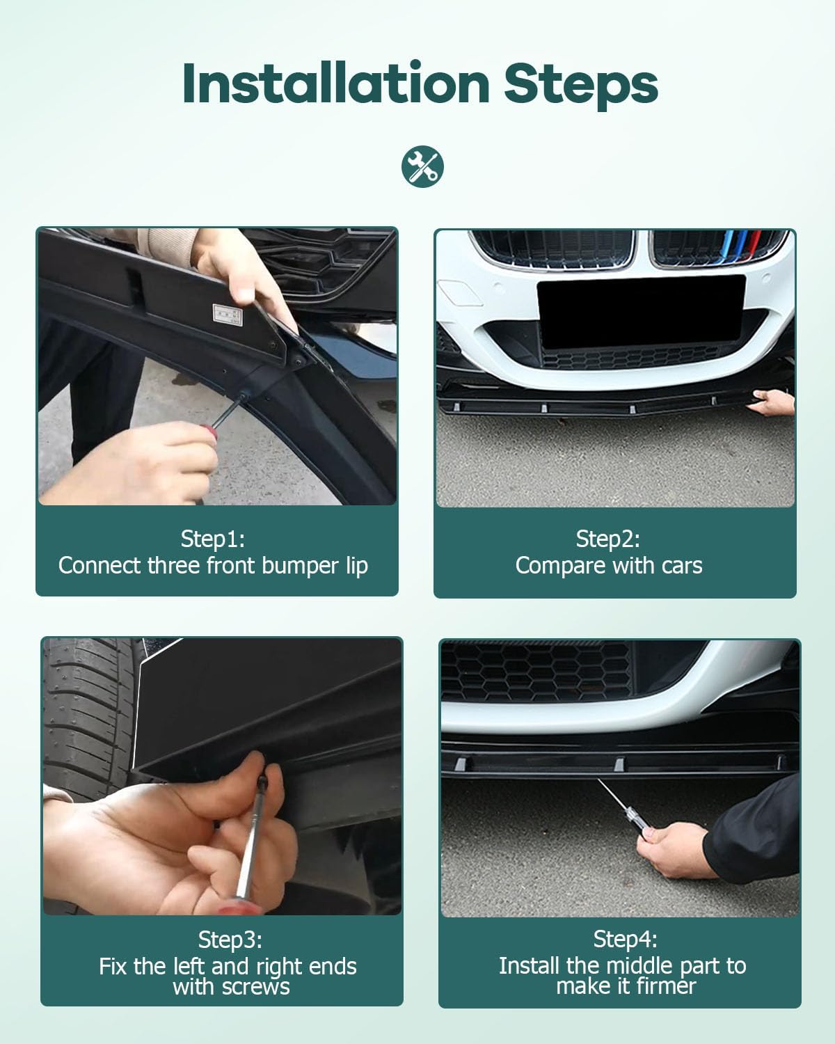SCITOO Front Lip Spoiler Fits for 2017-2020 for Infiniti Q60 Coupe Glossy Carbon Look V Style Front Bumper Lip - Image 7