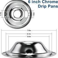 4 Pack GE68C Chrome 2 x 6inch, 2 x 8inch Burner Drip Pan Bowls by PANDEELS- Fit for GE Stoves and Hot-point Electric Ranges - Drip Pans Set - Image 3