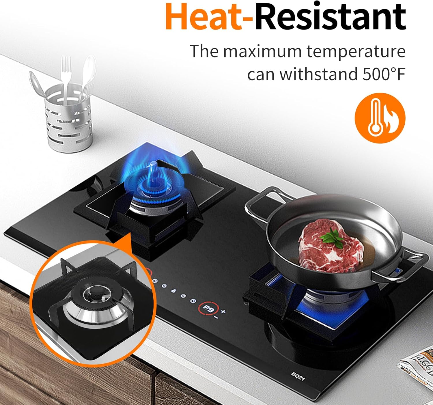 Stove Burner Covers for Gas Stoves (8 Pack) – Non-Stick, Heat-Resistant Gas Range Protectors, PTFE Liners for Kitchen Cleaning, Easy-to-Cut Stove Top Covers, BPA-Free, 10.6" x 10.6" - Image 4