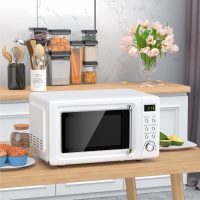 LDAILY 0.7Cu.ft Retro Small Microwave Oven, 700W Compact Countertop Microwave with 5 Power Levels, Auto Cooking Menus, Glass Turntable, Child Lock & Glass Turntable for Apartment, Dorm (White) - Image 9