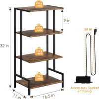 4-Tier AV Media Stand with Power Outlet and LED Lights,Wooden Stereo Stand Cabinet,Game Console Shelf for Small Space,Audio Rack Stand Tower Ideal for Video DVD Players,Xbox - Image 3