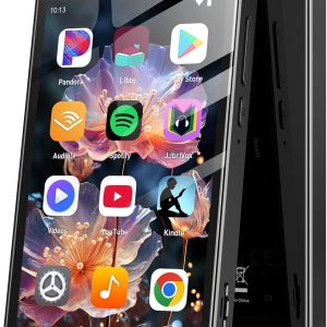 AGPTEK 96GB MP3 Player with Bluetooth and WiFi, T08X 4'' Android 14 MP4 Music Player with Spotify, Audible, APP Store, Up to 1TB, Black