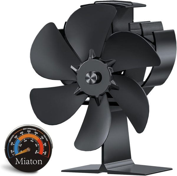 Wood Stove Fan Heat Powered | Non Electric Heat Activated Fan for Wood Burning Stove/Log Burner | Thermoelectric Fireplace Fan| w/Stove Accecories Thermometer