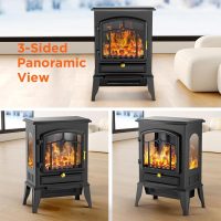 ZAFRO Freestanding Electric Fireplace Stove, Small Electric Fireplace Heater with Thermostat Control, 3D Realistic Flame,1000W/1500W & Overheating Protection - Image 7