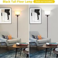 LED Floor Lamp Tall Standing Lamp, Black Modern Torchiere Floor Lamps for Bedroom Living Room Office, Bright Floor Lamp with White Plastic Shade, Bulb Not Included. - Image 2