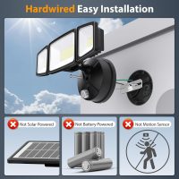 Onforu 55W LED Dusk to Dawn Flood Lights, 6000LM Black Exterior Security Outdoor Lighting,IP65 Waterproof Outdoor 3 Adjustable Heads Photocell Light Fixture,6500K Floodlight for Garage,Patio,Yard - Image 2