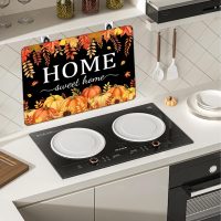 Fall Pumpkin Stove Cover For Electric Stove, 20x28 Glass Stove Top Mat Fall Black Heat Resist Electric Gas Range Mat Sweet Home Decor Glass Top Protector Kitchen Induction Cooktop Pad - Image 3