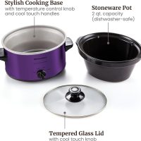 Elite Gourmet MST-275XP Electric Oval Slow Cooker, 2Qt Capacity, Purple - Image 6