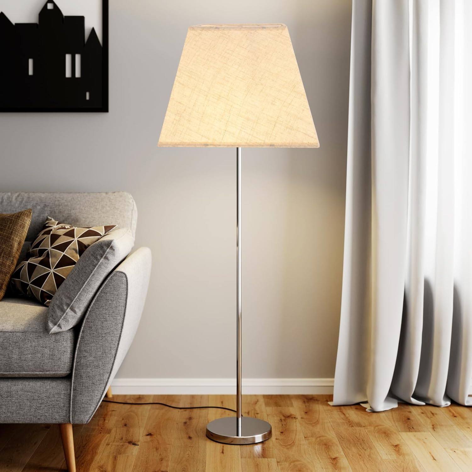 Lamp Shades Set of 2, 8''x8''Top, 13''x13''Bottom 10'' Height, Beige Square Lampshades Replacement Lamp Shades Natural Linen Hand Crafted for Table Lamps Floor Lamps Pendent Light, Assembly Required - Image 6