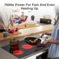 VBGK Electric cooktop 30 inch, 5 burner Electric Stove Built-in and Countertop Stove Top, LED Touch Screen,9 Heating Level, Timer & Kid Safety Lock, 240V 30 inch cooktop - Image 2