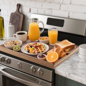 Stove Top Covers for Gas Burners and Electric Stove, 30"L x 22"W x 2.4" Gas Stove Cover, Wooden Cutting Boards/Sink Cover for Kitchen, Tray for Kitchen Counter Space (Nature)