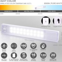 STAR-SPANGLED Under Cabinet Lighting Rechargeable, 8 inch Motion Sensor Lights Indoor Battery Operated, USB Stick on LED Magnetic Closet Light Wireless for Counter, Stairs, Kitchen, Cool White, 2 Pack - Image 2