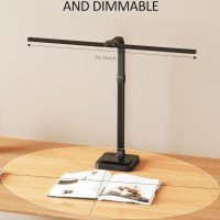 LED Desk Lamp for Home Office, Double Head 24W with Base, Architect Light 5 Lighting Brightness Flexible Gooseneck Table Reading Study, Black - Image 4