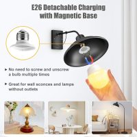 Brightown E26 Rechargeable Light Bulb with Remote and Timer, Battery Backup Bulb for Sconces and Lamps, Magnetic Bulbs for Non-Hardwired Fixture, 3 Color Temperatures + 9 RGB Colors, Dimmable, 2 Pack - Image 2