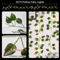 suddus Vine with Fairy Lights Battery Operated, 33ft100 LED Pothos String Lights with Remote, Leaf Lights for Bedroom, Room, Wall, Garden, Party, Wedding Decor(Warm White) - Image 5