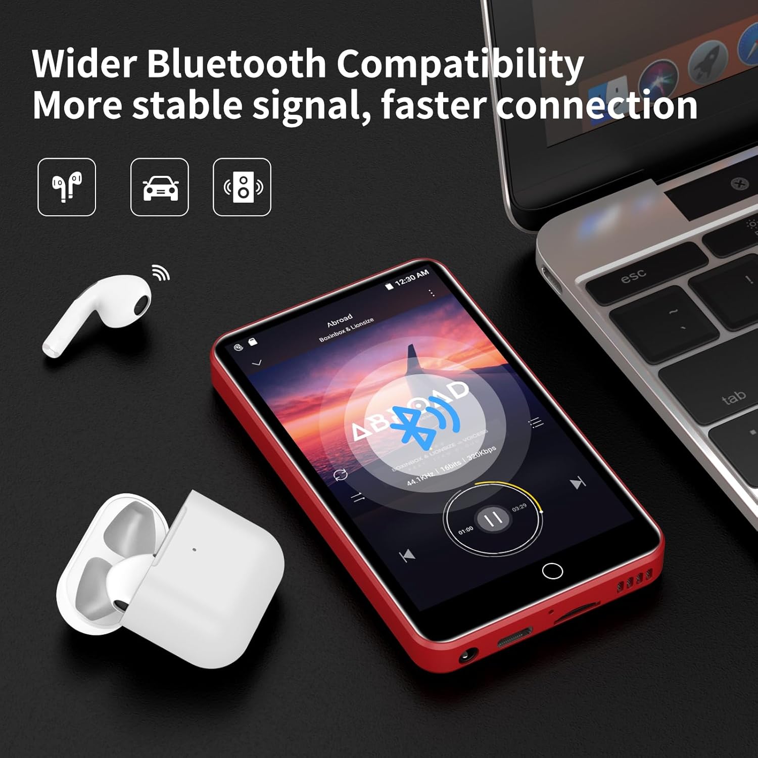 80GB MP3 Player with Bluetooth and WiFi, 4.0" Touchscreen MP3 Player for Kids Built in Speaker, MP3 & MP4 Players with Spotify, Audible, Amazon Music, Deezer, Pandora, FM Radio, Up to 1TB - Image 7