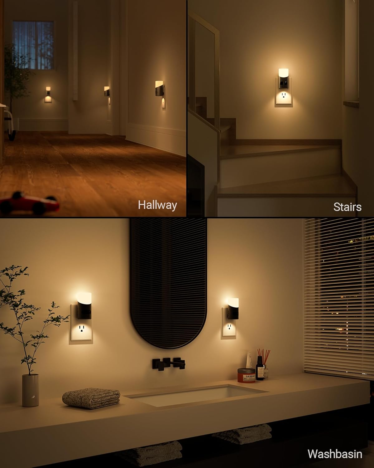 Lyridz LED Night Lights Plug into Wall with Motion Sensor, 1-150LM Dimmable Plug-in Nightlight Indoor for Bedroom, Bathroom, Hallway, Stairs, Pet House, Toilet, 2 Pack - Image 5