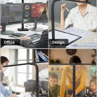 LED Desk Lamp for Home Office, Double Head 24W with Base, Architect Light 5 Lighting Brightness Flexible Gooseneck Table Reading Study, Black - Image 6