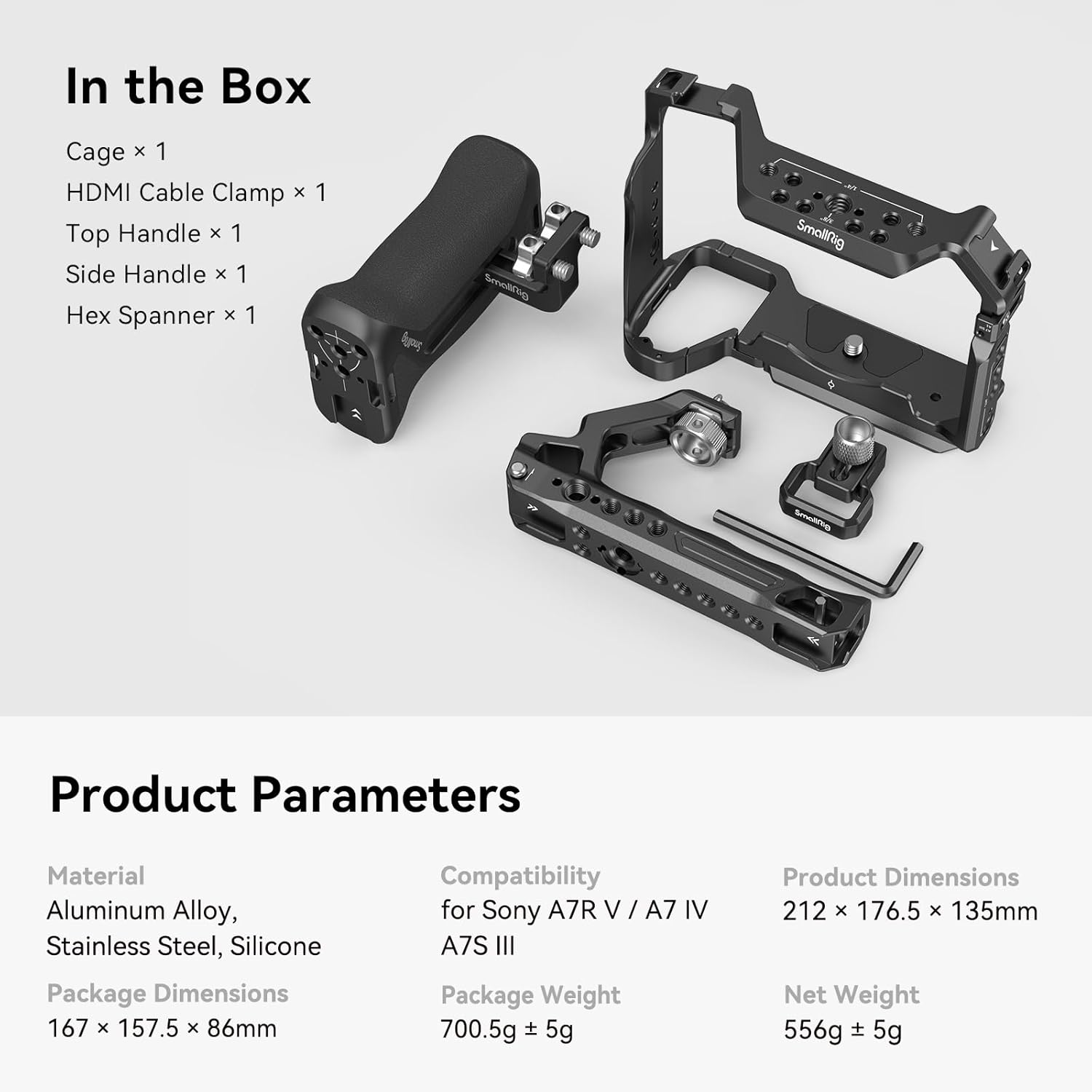 SmallRig A7R V / A7 IV / A7S III Cage with Top Handle, Side Handgrip and Clamp for HDMI Cable, Advanced Kit for Sony Alpha 7R V/Alpha 7 IV/Alpha 7 S III -3669C - Image 9