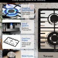 24 Inch Gas Cooktop, 4 Burner Gas Stove Top 27,400 BTU, NG/LPG Convertible, Stainless Steel gas Stovetop with Thermocouple Protection,120V AC - Image 2